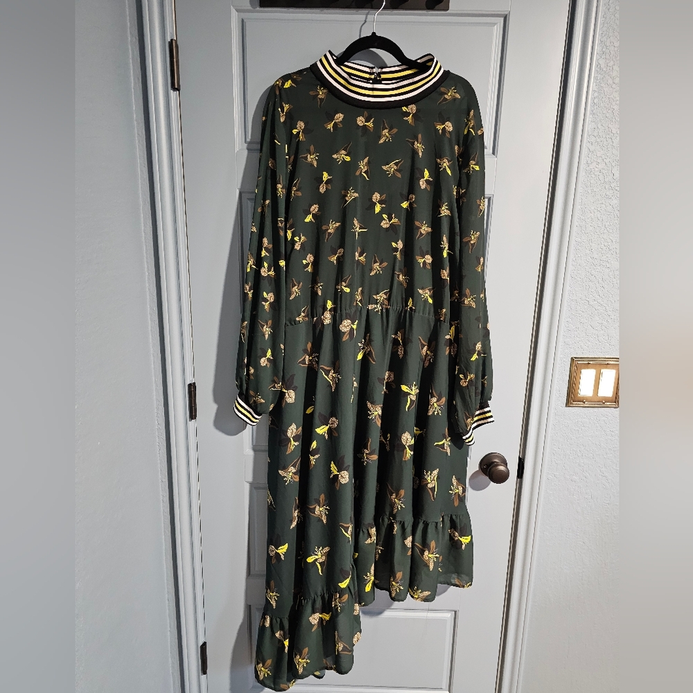 Eloquii Long-Sleeve Dress with Striped Collar Plus Size 26